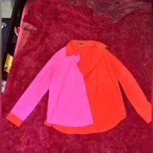 Very stylish color block button up work attire shirt.